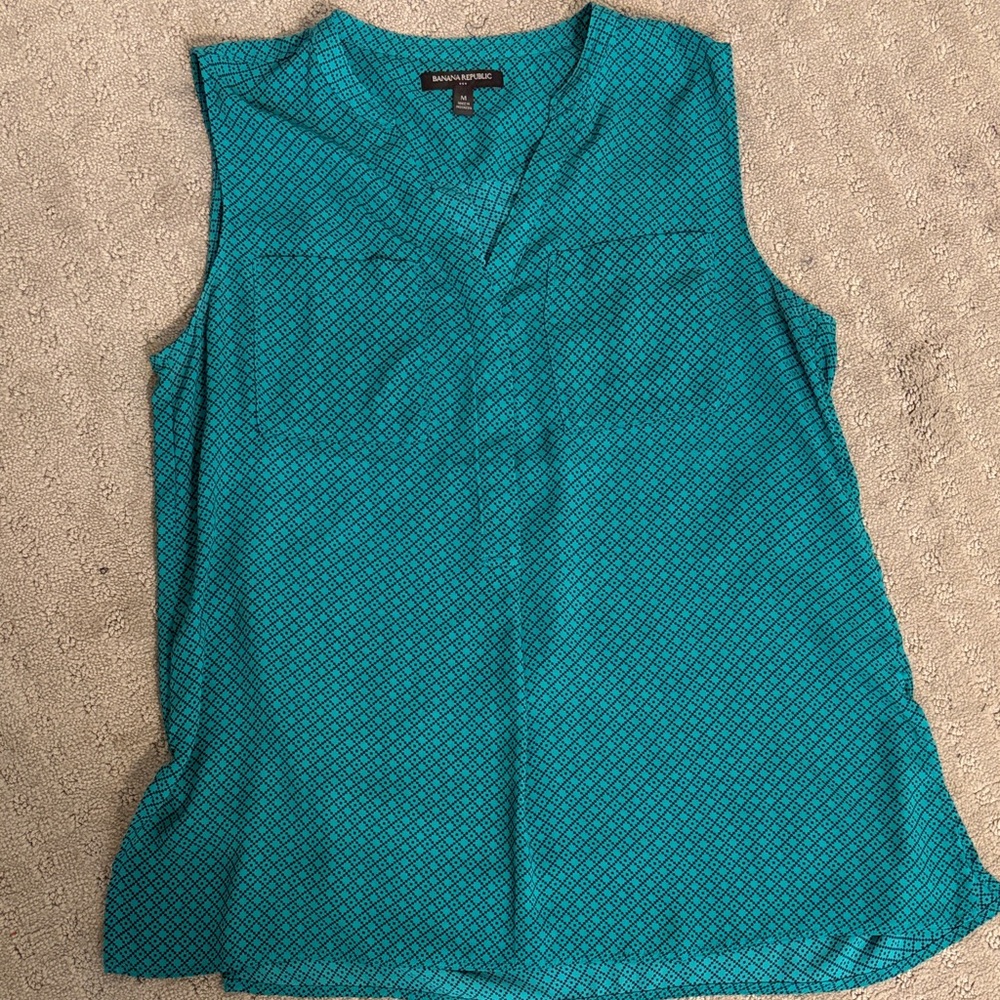 Banana Republic Teal Geometric Sleeveless Top